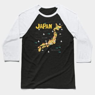 Japan Illustrated Map Baseball T-Shirt